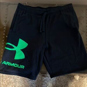 Under Armour Black and Green Athletic Fleece Shorts